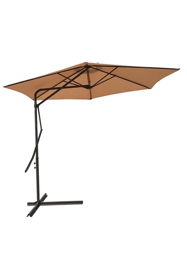 Kahverengi Yandan Kollu Şemsiye Bahçe Şemsiyesi