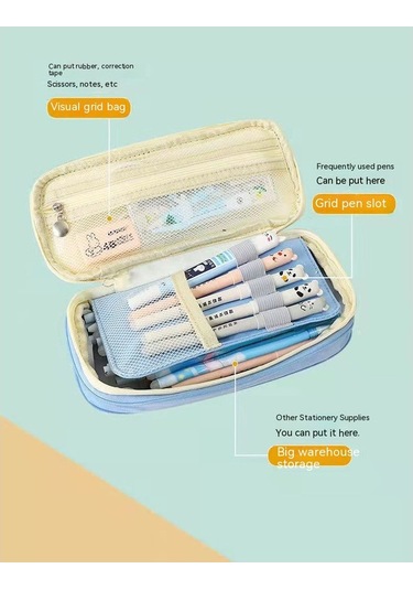 Geniş Ve Ferah Tasarımlı Pratik Öğrenci Kalemlik Kutusu MAvi