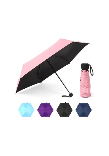 6 Kollu Uv Koruma Şemsiyesi - Katlanabilir, Su Geçirmez, Taşınabilir Pembe Şık Şemsiye