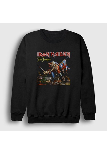 Presmono Unisex Trooper Iron Maiden Sweatshirt Siyah