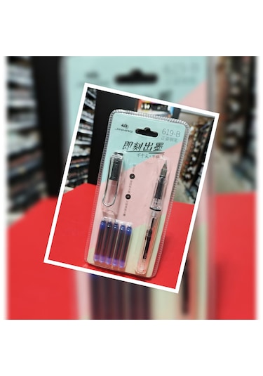 Dolma Kalem Seti Şeffaf Renksiz Gövde F Uç 0,60mm Kalem+5kartuş