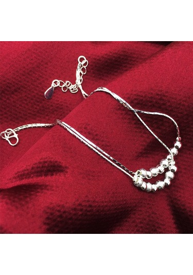 Sones Basit Moda Buzlu Boncuk Kişilik Gümüş Kaplama Bileklik Gümüş