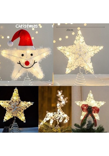 Pazly Led Parıltılı Noel Ağacı Topper Işıklı Yıldız Ağacın Tepesi Süsleme C C