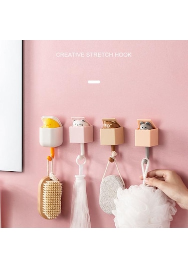 Taze Hava Kendinden Yapışkanlı Sevimli Kedi Duvar Kanca Yatak Odası Kapısı Askıl Şemsiye Ceket Tutucu Banyo-Bornoz Askısı 56525289 Diğer