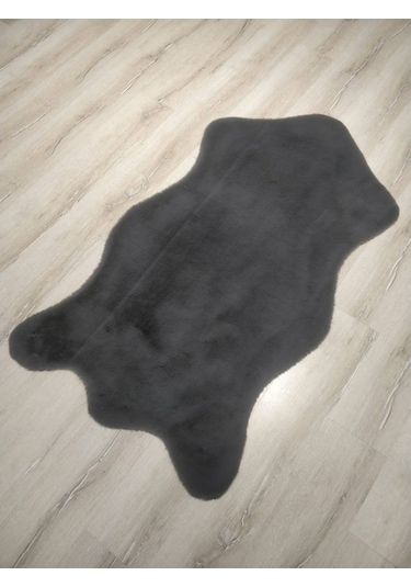 Yamalıhome Süet Taban Tavşan Peluş Halı Antrasit Post 80 x 150 Cm