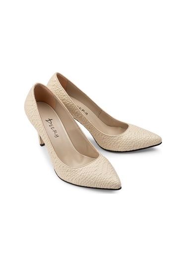 Deery Bej Rengi Hasır Desen Kadın Stiletto Bej