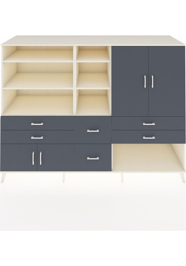 Kronos Dolap 10 Raflı 6 Çekmeceli 4 Kapaklı 220x59x163 Aytaşı-ant Aytaşı-antrasit