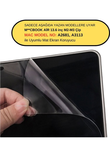 Mat Ekran Koruyucu Macbook Air M2-m3 13.6 İnç Touchıd'li Air A2681 A3113 İle Uyumlu Çizilmez Parlamaz