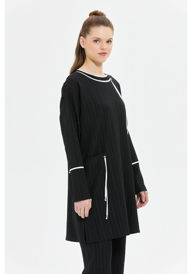 Biye Detaylı Pantolonlu Takım Siyah Siyah