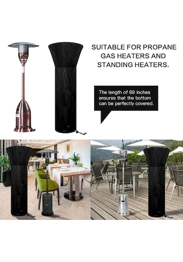 Vkemall 210d Oxford Isı Kaynak Koruması - Siyah Dış Mekan Isıtıcı Kılıfı, Su Geçirmez, Uv Dayanıklı, Zip Ve İyileştirilmiş Çekmeceli 226x85x48cm