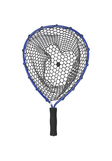 Kosona Mavi Silikon Ağı Ve Alüminyum Çerçeveli 50 Cm Uzunlukta Balık Tutma Ve Bırakma Aleti - Eva Kolu Ve Elastik Kayışlı
