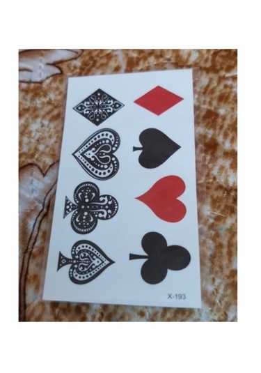 Geçici Dövme Renkli Iskambil Sembol Kupa Maça Joker Su Geçirmez Tattoo