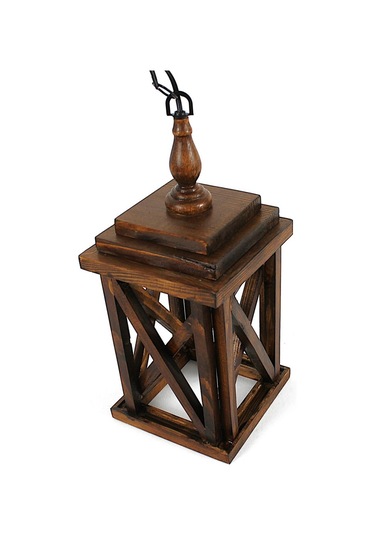 Otantik Çarşı Ahşap Sarkıt Avize Siyah