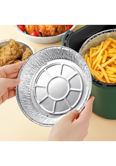 Fosenze Fırın Ve Air Fryer İçin Alüminyum Folyo Tepsiler - Yağ Giderici, Yıkama Gerektirmeyen, Isı Dayanıklı 8 İnç Derin Tepsi 20 Adet