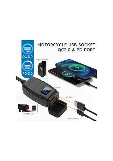 Motion003 Cs Motosiklet Usb Şarj Cihazı Qc3 0 Usb C 30w Usb A 18w Hızlı Şarj Telefon Gps A