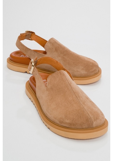 Laby Toprak Süet Hakiki Deri Kadın Sandalet Toprak