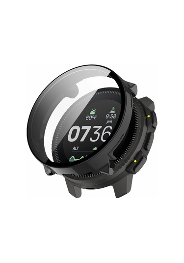 Suunto Dikey Saat Kılıfı Temperli Cam Ekran Koruyuculu Entegre Darbeye Dayanıklı Kapak - Siyah