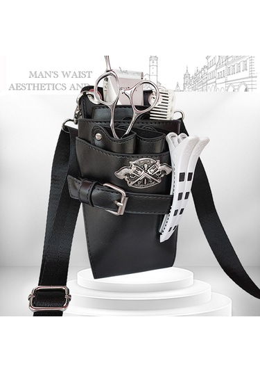 Singree Berber, Kuaför Ve Evcil Hayvan Bakıcıları İçin Çift Kullanımlı Bel/üst Çantası Araç Çantası - 7 Adet Kesici Konumu Çıkarılabilir , Pu Deri, Siyah