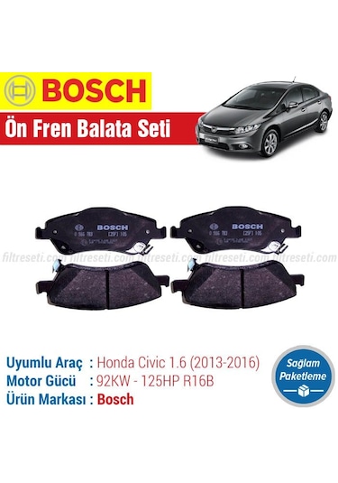 Honda Civic 1.6 Fb7 Bosch Ön Fren Balatası 2013-2016