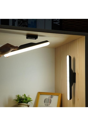 Martı Ledli Aplik Şarjlı Led Işık Mıknatıslı Siyah Hero Led Aplik