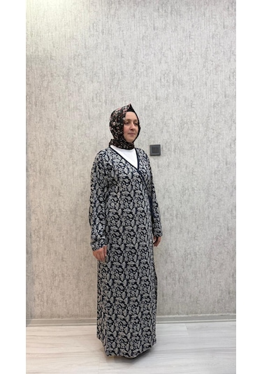 Gd Goldoremi 7 Kadın Viskon Pamuklu Bağlamalı Namaz Elbisesi Lacivert