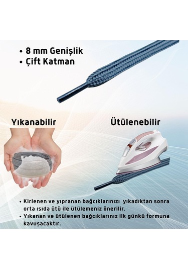 Exclusice 120 Cm Yassı Spor Ayakkabı Bağcığı, Çift Katmanlı Örgülü Sneakers Bağcık, 1 Çift 001