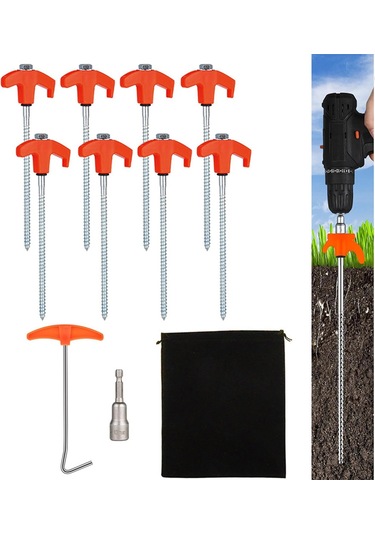 Suntek 8x Çadır Kazıkları Hafif Vida Mandalları Açık Hava Turuncu Ve Gümüş Turuncu - Gümüş
