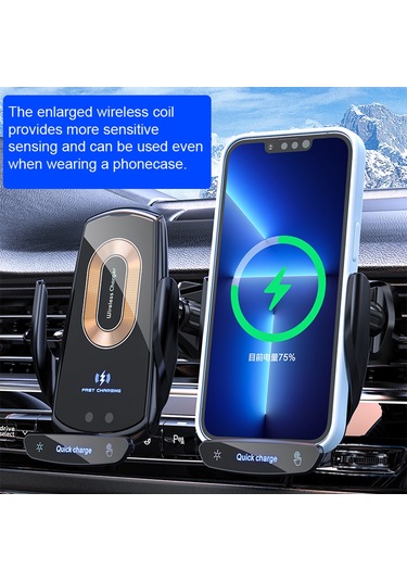 Yifomall Araç İçin Kablosuz Şarjlı Akıllı Manyetik Telefon Tutucu - 15w Hızlı Şarj, Navigasyon Uyumlu, Beyaz V58 Beyaz