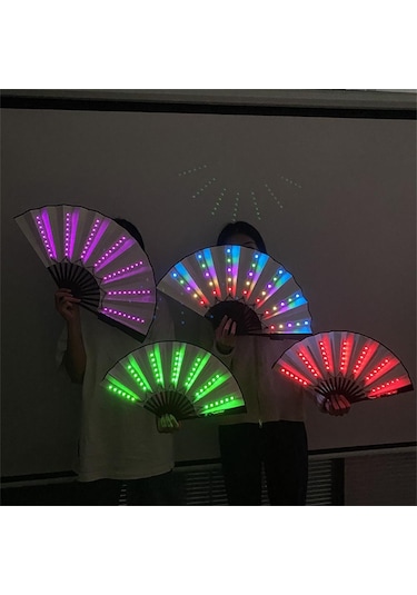 Canlı Menekşe Yanıp Sönen Katlanır Led Fan Dans Işıkları Fan Gece Gösterisi Aydınlık Bar Gece Kulübü Parti Hediyeler Karanlıkta Glow Çok Renkli