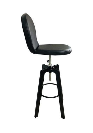 Helen Bar Sandalyesi Bar Taburesi Sırtlı Siyah Deri Oturak Çok Renkli