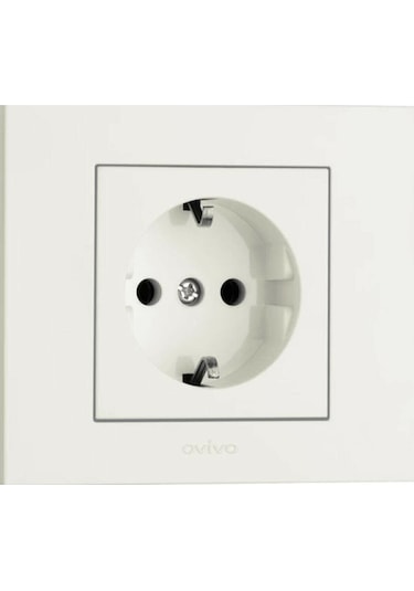 Ovivo Natural Beyaz Topraklı Priz
