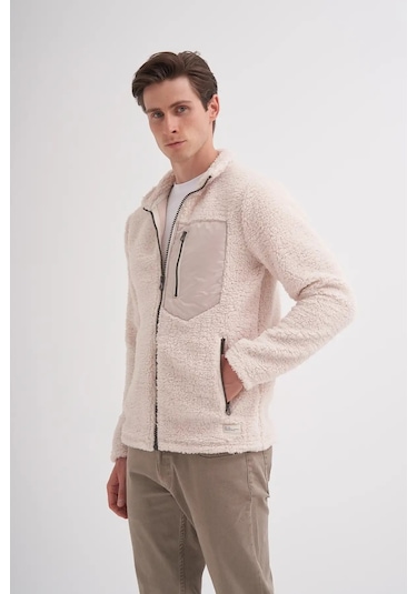 Cazador Shadow Regular Fit Kürklü Dik Yaka Sweat Hırka-50960 Ekru Cazador Shadow Regular Fit Kürklü Dik Yaka Sweat Hırka-50960 Ekru