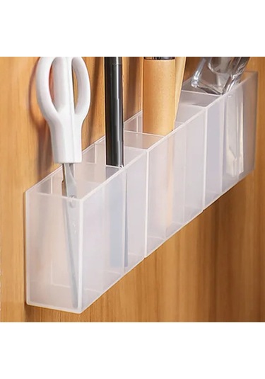 Maiyame Üç Bölmeli Şeffaf Plastik Duvarlı Saklama Kutusu - Delmezsiz Özlü Yapıştırıcı İle Ev Ve Banyo Organizer Diğer