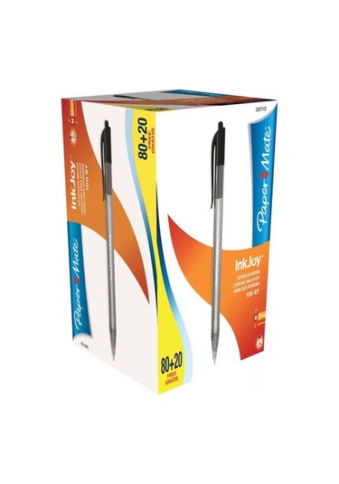 Papermate 100 Rt Ulv Üstten Basmalı Kalem Siyah 100 Lü S0977430 Çok Renkli