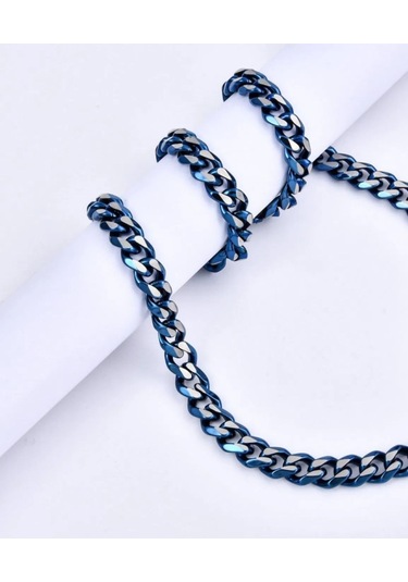 Erkek Otantik Çelik Gurmet Zincir Kolye 9131 Lacivert