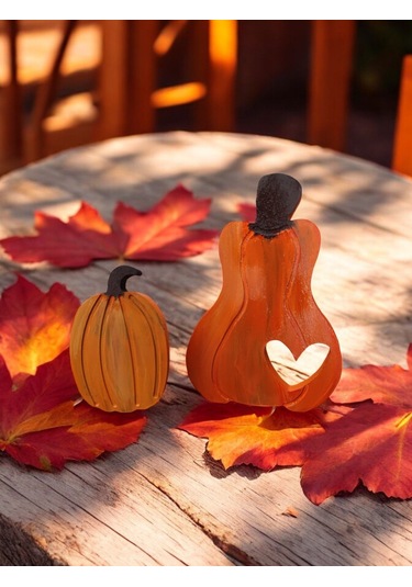 Naturel Görünümlü Aşık Balkabakları 2'li Dekor