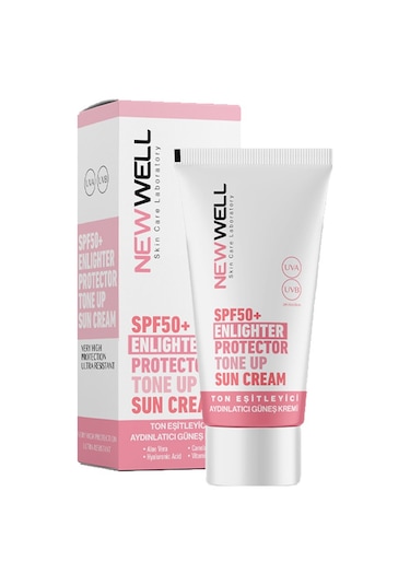 New Well Ton Eşitleyici ve Aydınlatıcı Pembe Yüz Güneş Kremi SPF50+ 50 ML