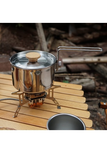 1l Paslanmaz Çelik Su Isıtıcısı, Kapak Ve Çıkarılabilir Saplı Kamp Çayı Tenceresi, Openfire Kamp Tenceresi İçin Tencere Sobası Pişirme, Piknik Yürüyüşü İçin Altın