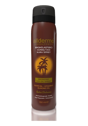 Alldermo Bronzlaştırıcı Güneş Yağı Kuru Sprey 150 ML