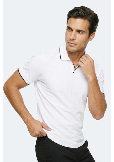 Slazenger Zıther Erkek Polo Yaka Beyaz Tişört