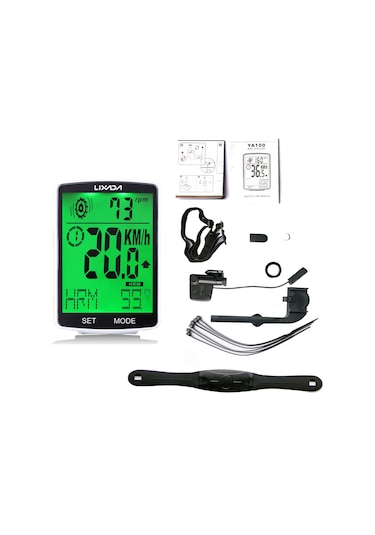 Lıxada 2.8 İnç Bisiklet Kablosuz Bilgisayar Beyaz Kabuk Yeşil Işık Beyaz