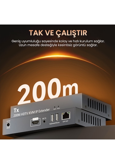Veggieg 1080p Full Hd 60hz Hdmı Kvm Ip Extender 200 Metre Cat5e/6 Hdmı Menzil Genişletici Uzatıcı