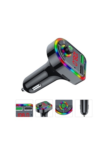 Sones F6 Araba Fm Verici Renkli Solunum Atmosferi Lambası Mp3 Çalar Şarj Cihazı