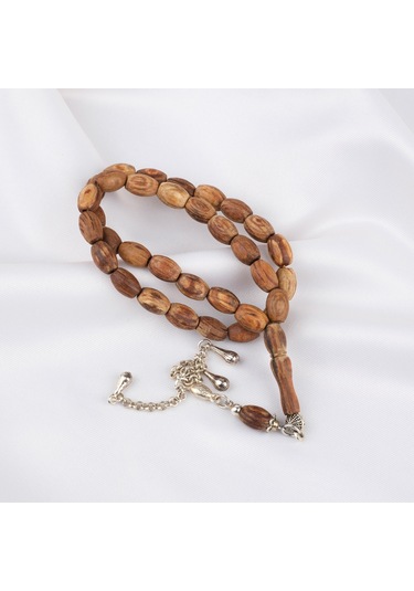 Kör Diken Ağacı Alpaka Püsküllü Fıçı Kesim 7.5x10mm Tesbih Kahverengi