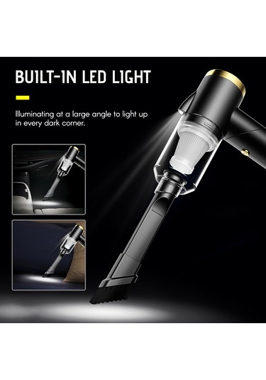 Padalink El Tutan Akıllı Süpürge: Kollapslanabilir Kablosuz, 9000pa Emme Gücü, Led Işık, 120ml Toplayıcı, Ev/araba/ofis Temizliği Siyah