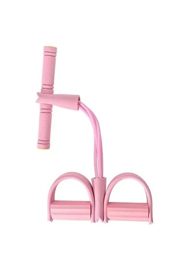 Pembe Direnç Bantları Elastik Fitness Bantları Evde Spor Egzersizleri İçin Çok Fonksiyonlu Taşınabilir 4 Tüp Elastik Pedal Çektirme Pembe