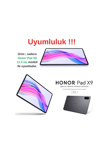 Honor Uyumlu Pad X9 11.5 İnç 360 Dönebilen Standlı Tablet Kılıfı Ekran Koruyucu Ve Kalem Seti Siyah