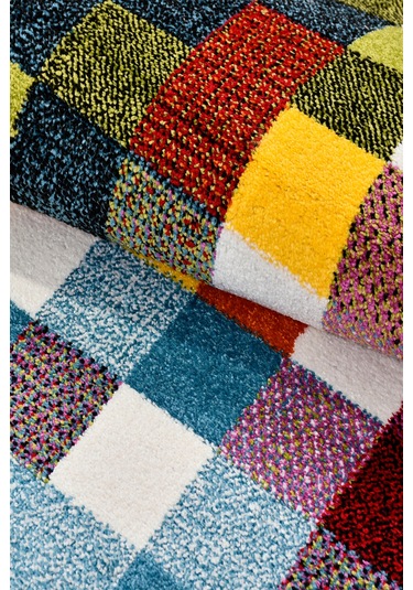Colora Halı Koleksiyonu Yumuşak Renkli Kare Halı, Tozumaz, Modern Tasarım Ve Kolay Temizlik Multi 1