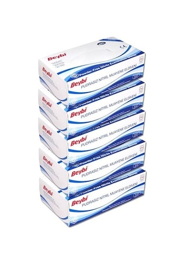 Beybi Pudrasız Mavi Nitril Muayene Eldiveni 100'lü x 5 Kutu