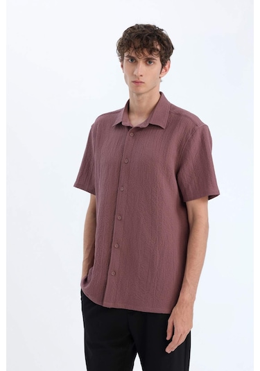 DeFacto Regular Fit Polo Yaka Krinkıl Yazlık Kısa Kollu Gömlek E1223AX25SMBN375 DeFacto Regular Fit Polo Yaka Krinkıl Yazlık Kısa Kollu Gömlek E1223AX25SMBN375